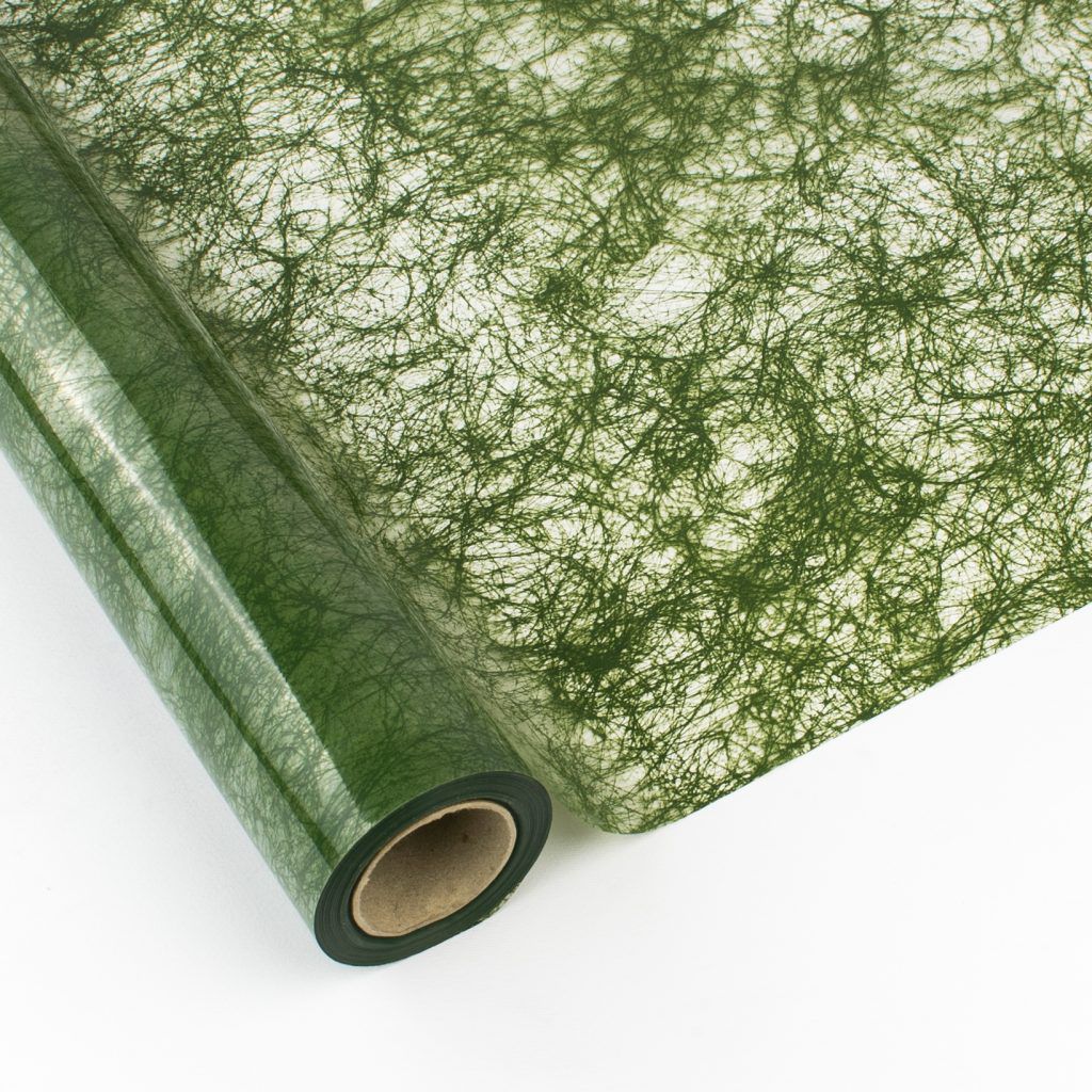 Papel de Regalo Polipropileno Transparente - Hilos Verde Musgo