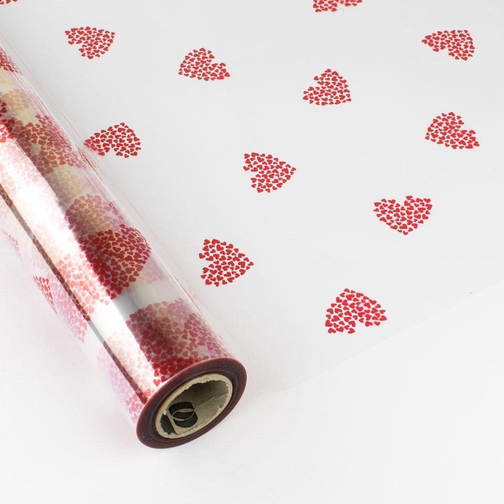 Papel de Regalo Polipropileno Transparente - Corazones - San Valent?n