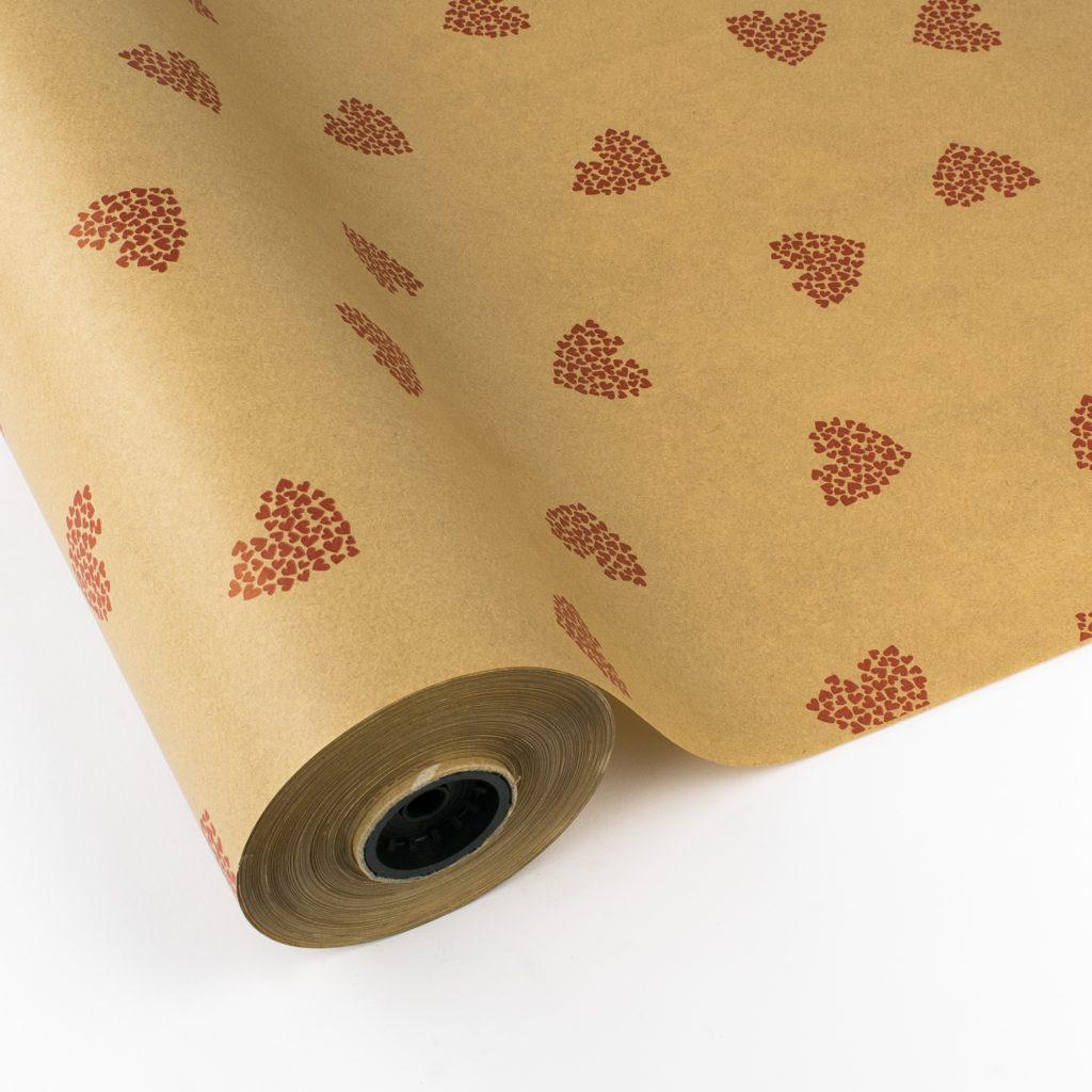 Papel de Regalo Kraft - Corazones