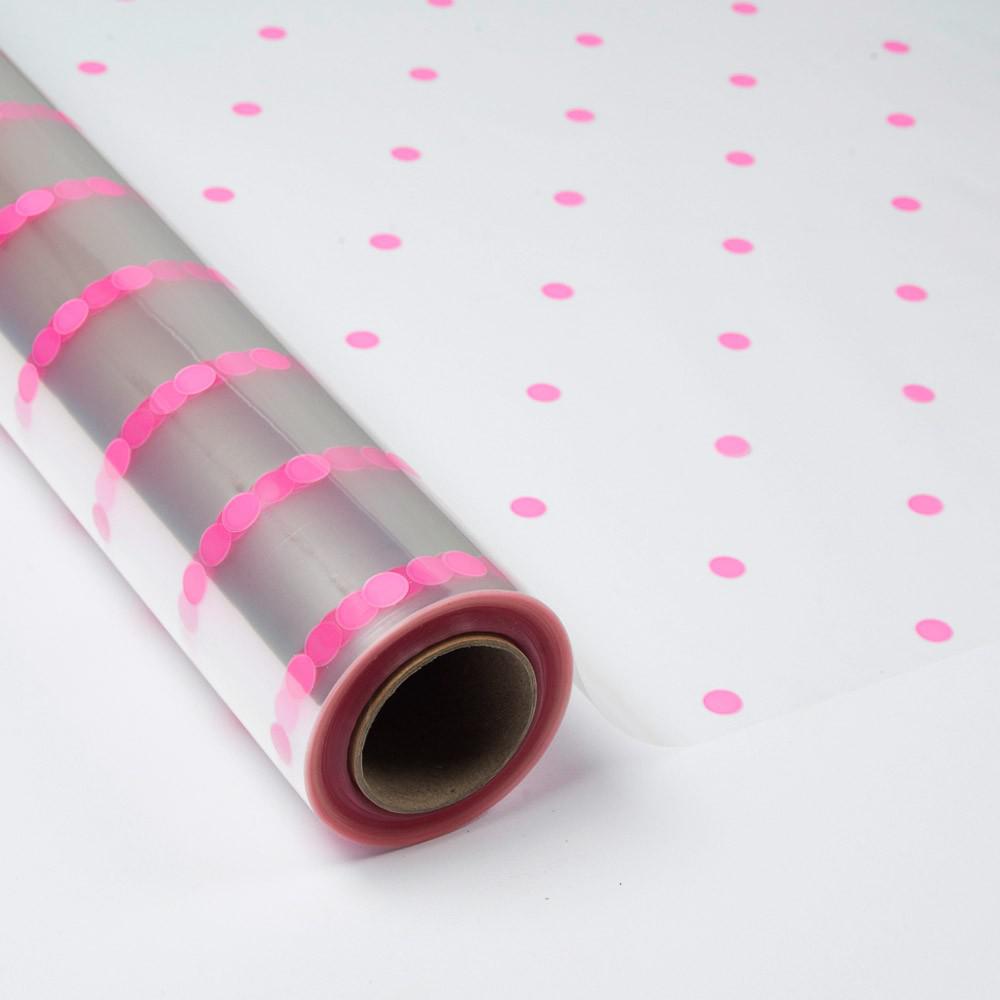 Papel de Regalo Transparente con Topos Rosas