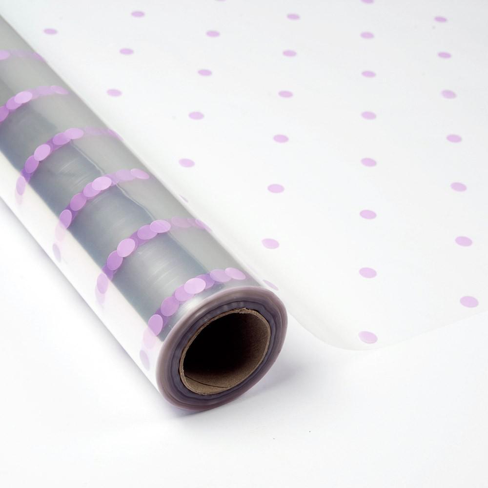 Papel de Regalo Transparente con topos de color Malva.